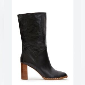 AllSaints ‘Millie’ Block Heel Black Leather Heeled Boot. Size 9.5